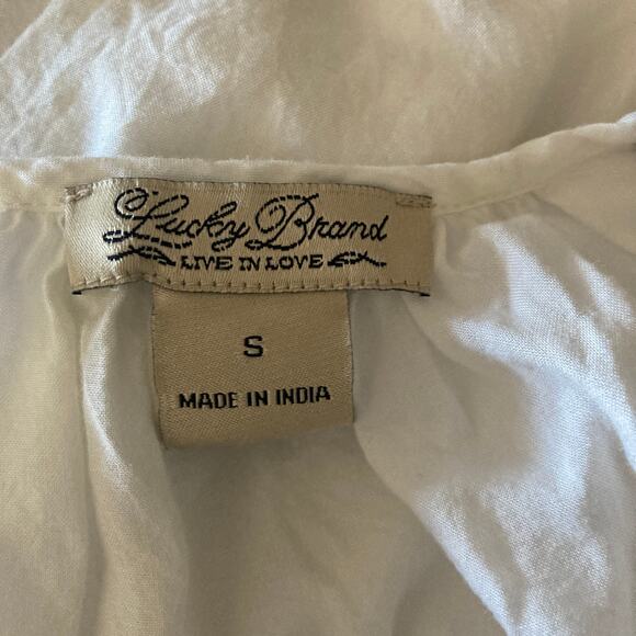 Lucky Brand Peasant Blouse Womens Small Long Sleeve Embroidered - Picture 4 of 11